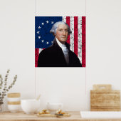 Washington und die amerikanische Flagge Poster (Küche)