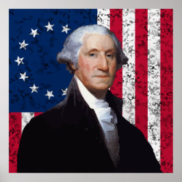 Washington und die amerikanische Flagge Poster