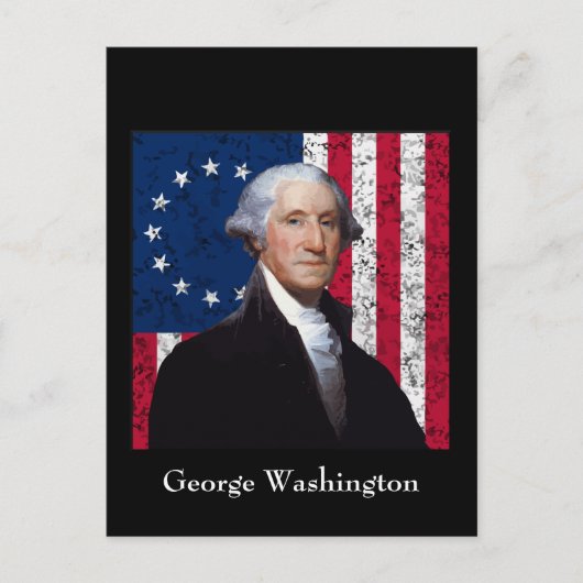 Washington und die amerikanische Flagge Postkarte (Vorderseite)