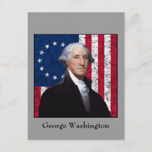 Washington und die amerikanische Flagge Postkarte
