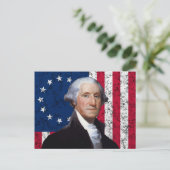 Washington und die amerikanische Flagge Postkarte (Stehend Vorderseite)