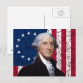 Washington und die amerikanische Flagge Postkarte (Vorne/Hinten)