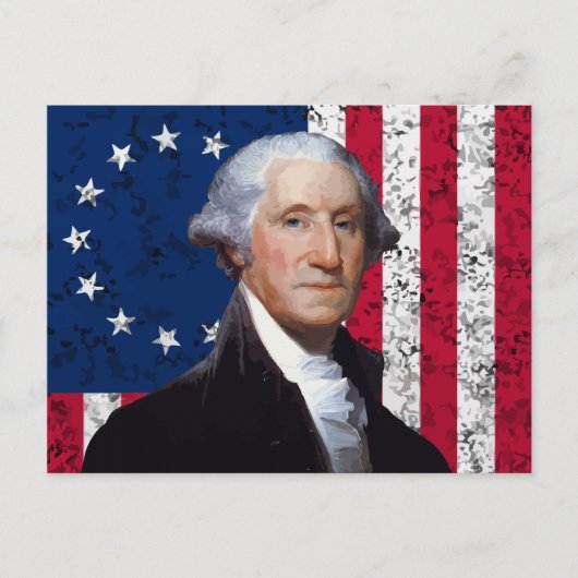 Washington und die amerikanische Flagge Postkarte (Vorderseite)