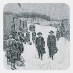 Washington und Steuben an der Tal-Schmiede Quadratischer Aufkleber