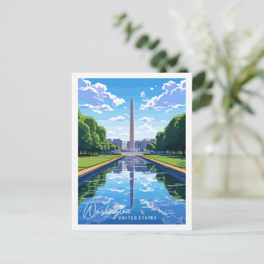 Washington USA Vintage Reise Illustration Postkarte (Stehend Vorderseite)