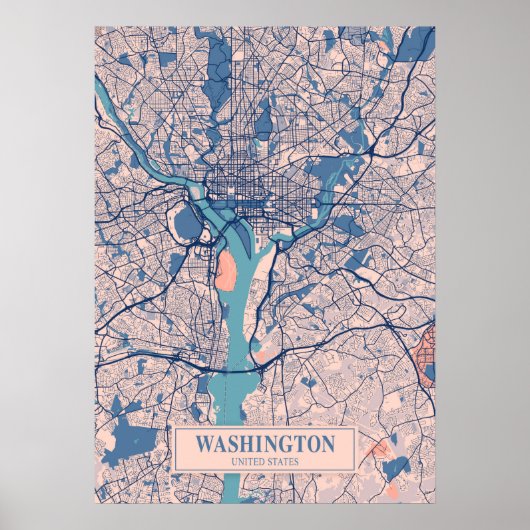 Washington - Vereinte Staaten Breezy City Map Poster (Vorne)