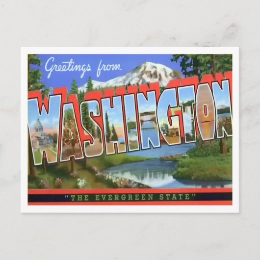 Washington Vintag Big Letters Postcard Postkarte (Vorderseite)