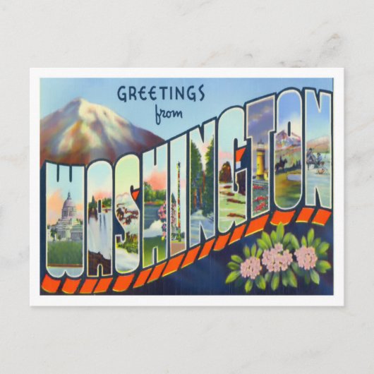 Washington Vintag Big Letters Postcard Postkarte (Vorderseite)