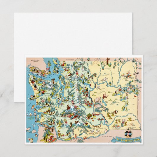 Washington Vintage Karte (Vorne/Hinten)