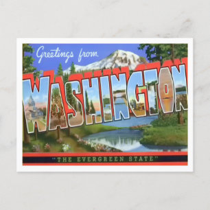 Washington Vintage Postkarte mit großen Buchstaben