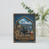 Washington Vintage Reise Postkarte (Stehend Vorderseite)