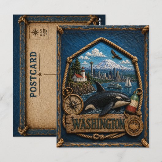 Washington Vintage Reise Postkarte (Vorne/Hinten)