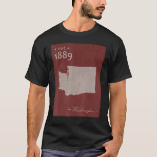 Washington WA Map Grunge Vintag Staat Graphic Wom T-Shirt