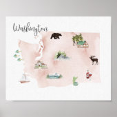 Washington Wanderlust Sehenswürdigkeit Map Poster (Vorne)