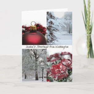 Washington Weihnachtsgrüße - Rote Collage Feiertagskarte