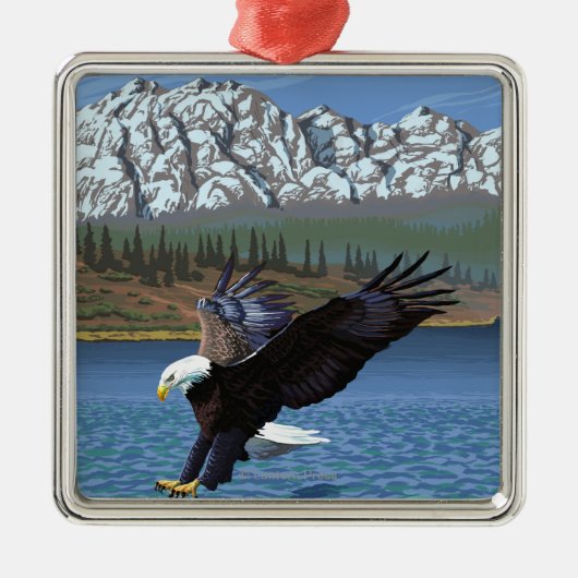 WashingtonDiving Eagle Silbernes Ornament (Vorne)