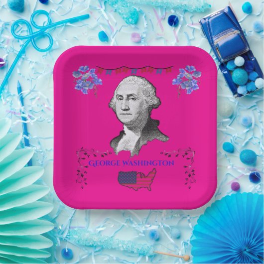 Washington's Contribution deep pink Pappteller (Party)