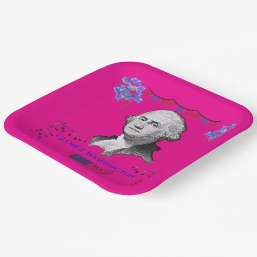 Washington's Contribution deep pink Pappteller (Gewinkelt)
