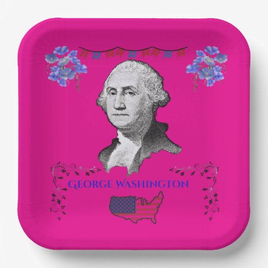 Washington's Contribution deep pink Pappteller (Vorderseite)