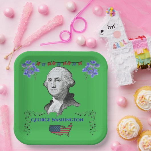 Washington's Contribution kelly green  Pappteller (Party)