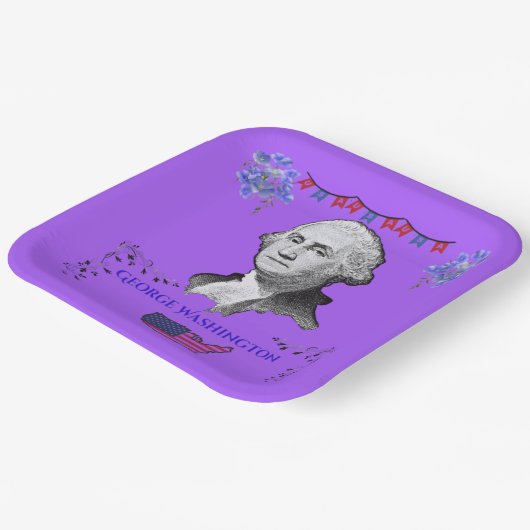 Washington's Contribution purple Pappteller (Gewinkelt)
