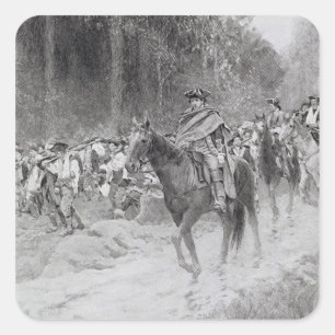 Washingtons Rückzug aus großen Wiesen Quadratischer Aufkleber