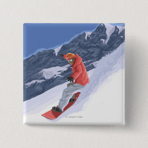 WashingtonSnowboarding Vintages Reise-Plakat Button