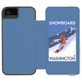WashingtonSnowboarding Vintages Reise-Plakat Incipio iPhone Geldbeutel-Hülle (Folio Geöffnet)