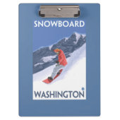 WashingtonSnowboarding Vintages Reise-Plakat Klemmbrett (Vorderseite)