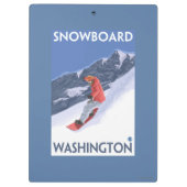 WashingtonSnowboarding Vintages Reise-Plakat Klemmbrett (Rückseite)
