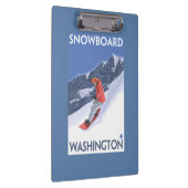 WashingtonSnowboarding Vintages Reise-Plakat Klemmbrett (Rechts)