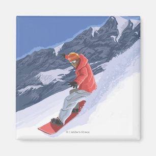 WashingtonSnowboarding Vintages Reise-Plakat Magnet
