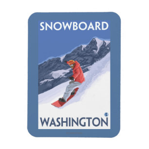 WashingtonSnowboarding Vintages Reise-Plakat Magnet