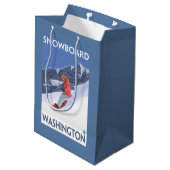 WashingtonSnowboarding Vintages Reise-Plakat Mittlere Geschenktüte (Rückseite Schrägansicht)