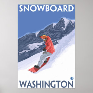 WashingtonSnowboarding Vintages Reise-Plakat Poster