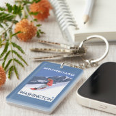 WashingtonSnowboarding Vintages Reise-Plakat Schlüsselanhänger (Vorderseite rechts)