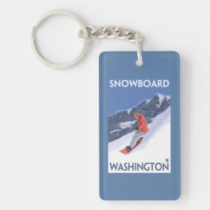 WashingtonSnowboarding Vintages Reise-Plakat Schlüsselanhänger