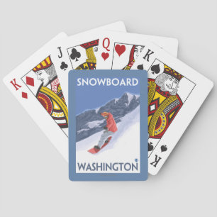 WashingtonSnowboarding Vintages Reise-Plakat Spielkarten