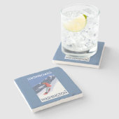 WashingtonSnowboarding Vintages Reise-Plakat Steinuntersetzer (Seitenansicht)