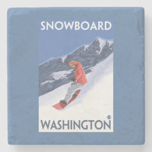 WashingtonSnowboarding Vintages Reise-Plakat Steinuntersetzer