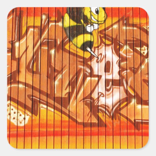 Wasp Graffiti Wall Quadratischer Aufkleber (Vorderseite)