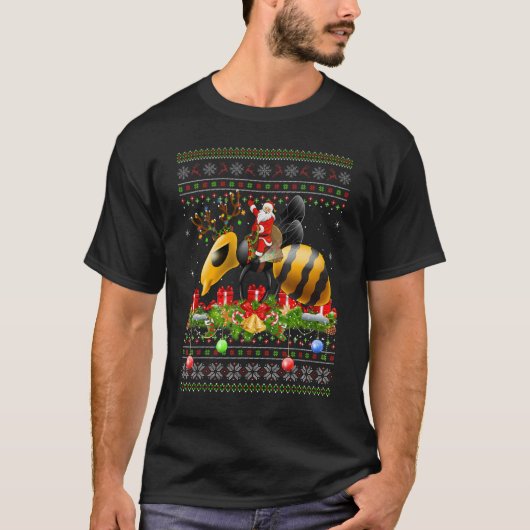 Wasp   Ugly Santa Riding Wasp Christmas T-Shirt (Vorderseite)