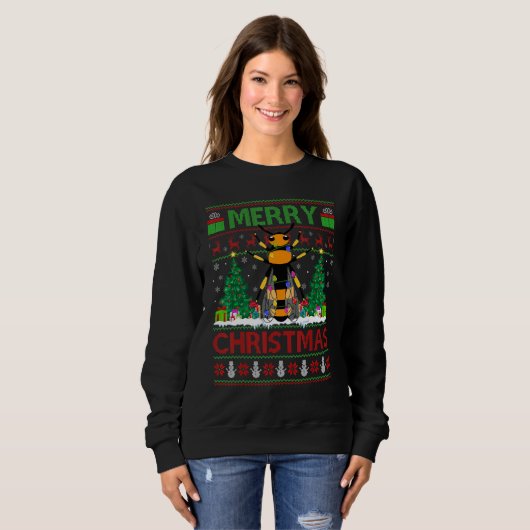 Wasp Xmas Tree Ugly Santa Wasp Christmas Sweatshirt (Vorne ganz)
