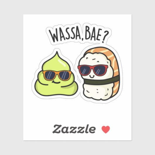 Wassa Bae Funny Food Wasabi Pun Aufkleber (Blatt)