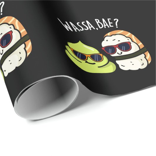 Wassa Bae Funny Food Wasabi Pun Dark BG Geschenkpapier (Rolleneckpunkt)