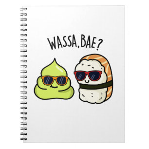 Wassa Bae Funny Food Wasabi Pun Notizblock