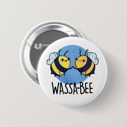 Wassabee Funny Wasabi Bee Pun Button (Vorne & Hinten)
