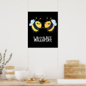 Wassabee Funny Wasabi Bee Pun Dark BG Poster (Küche)