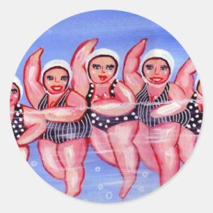 Wasser Aerobic Divas Fun Whimsical Chubby Runder Aufkleber