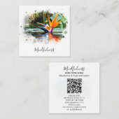*~* Wasser AP10 Blume Bird of Paradise QR Pond Quadratische Visitenkarte (Vorne/Hinten)